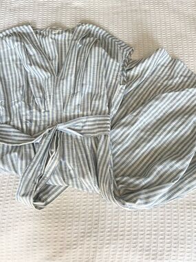 Max Studio Blue and White Striped Tie Waist Dress XL